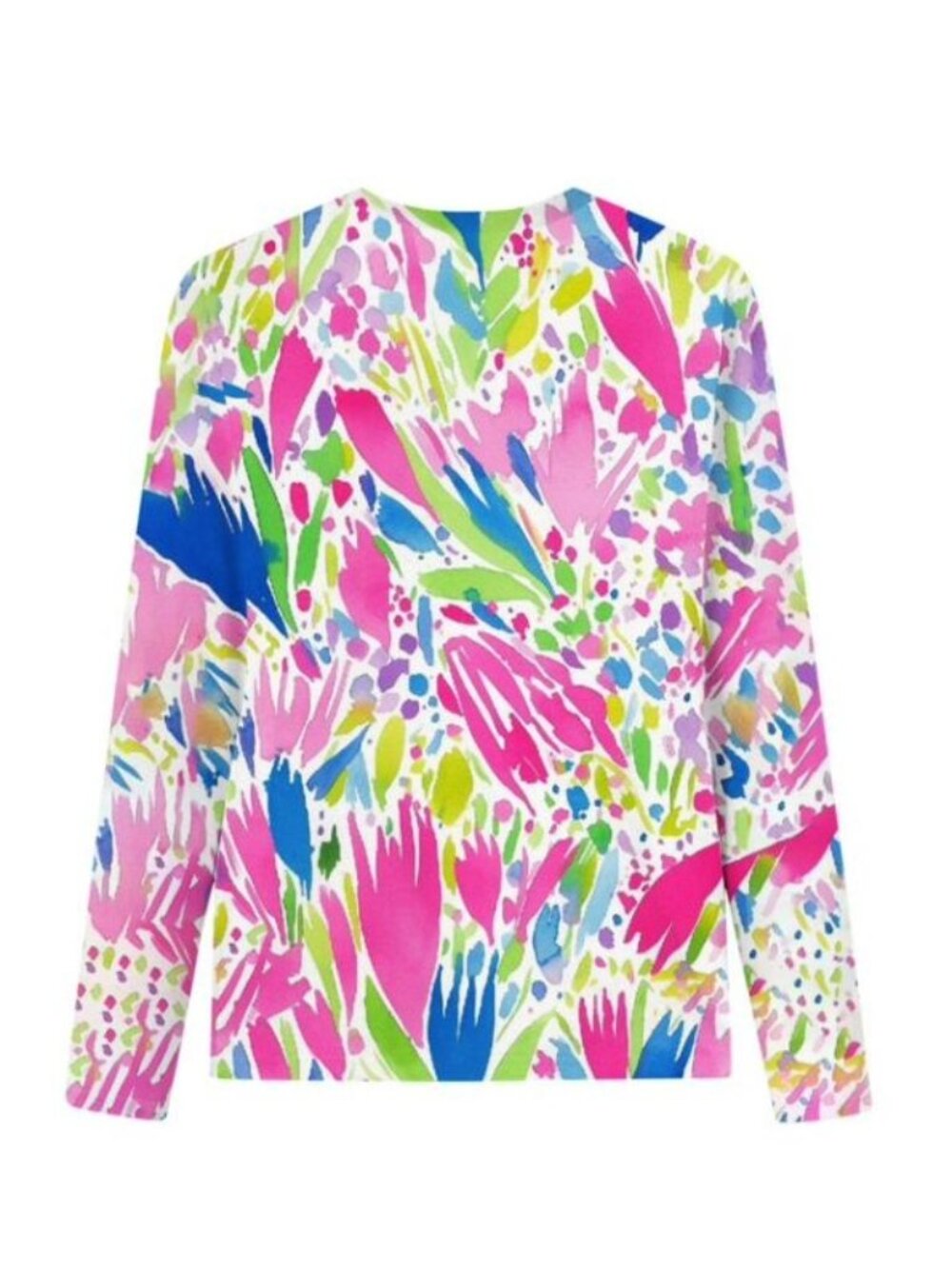 Women’s Medium Colorful Abstract Print Top Long Sleeve Lightweight
